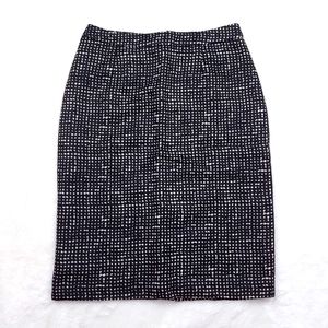 Tory Burch Black White Pencil Skirt Lined Back Zipper Size 0